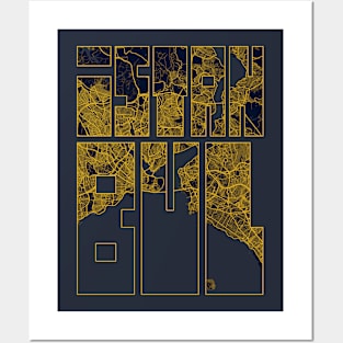 Istanbul, Turkey City Map Typography - Gold Art Deco Posters and Art